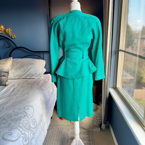 Vintage Teal Green 90s Power Skirt Suit - Picture 9 of 15